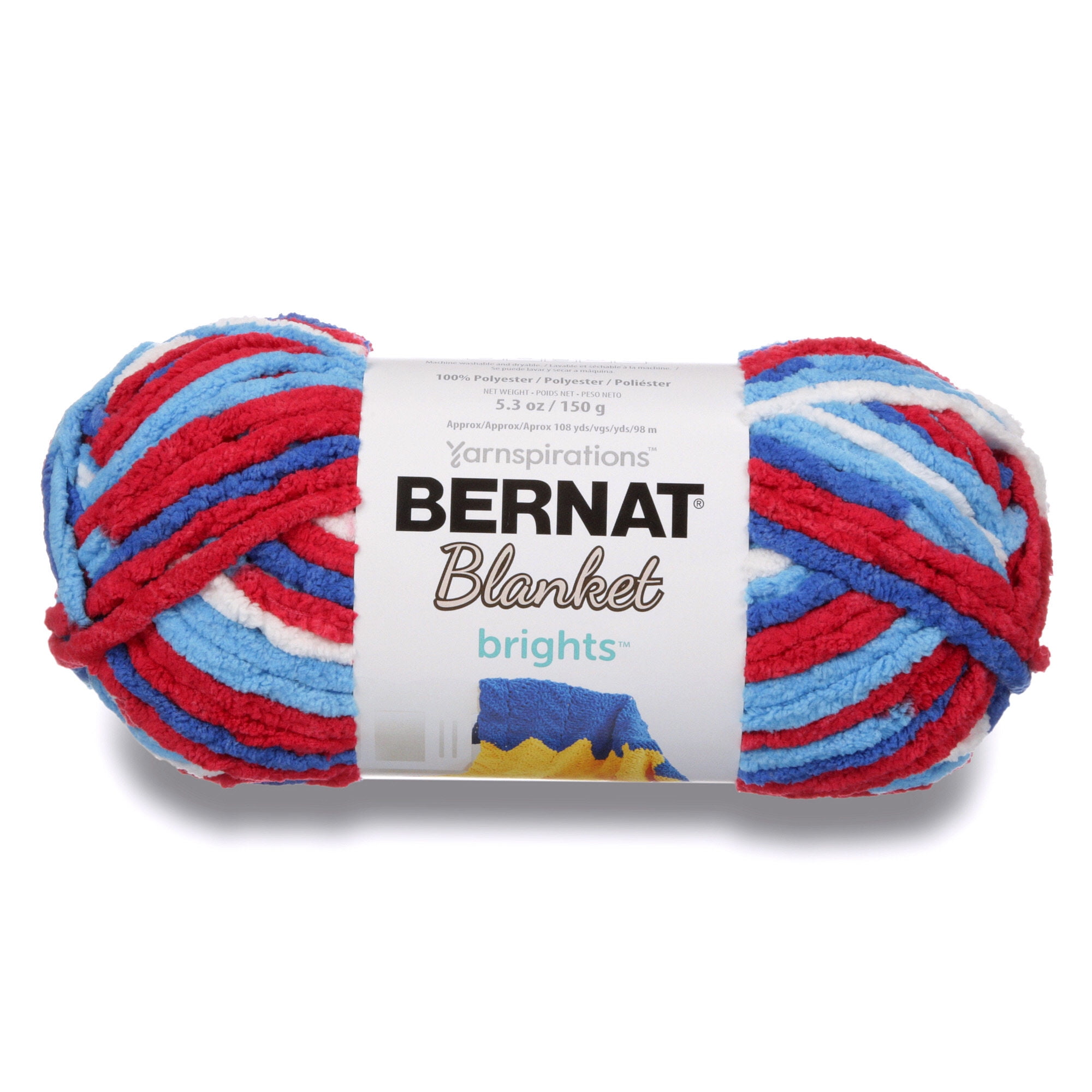Bernat Blanket Brights Yarn, 150g, Red White Boom