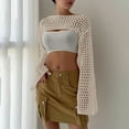 thumbnail image 2 of Yesfashion Womens Cropped Sweater Crochet Knit Crop Tops See Through Y2k Knit Sweater Beach Cover Ups, 2 of 5