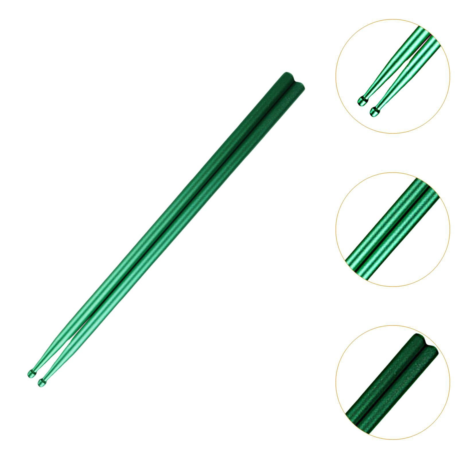 LeeQinersw 2Pcs Aluminium Alloy Drum Sticks Music Band Drumsticks Anti Slip Drum Mallet for Green