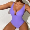 thumbnail image 5 of Lilgiuy Women's Solid Set Swimsuit One-Piece Filled Bra Swimwear Beachwear,Purple,8 Winter Clothes for 2022, 5 of 5