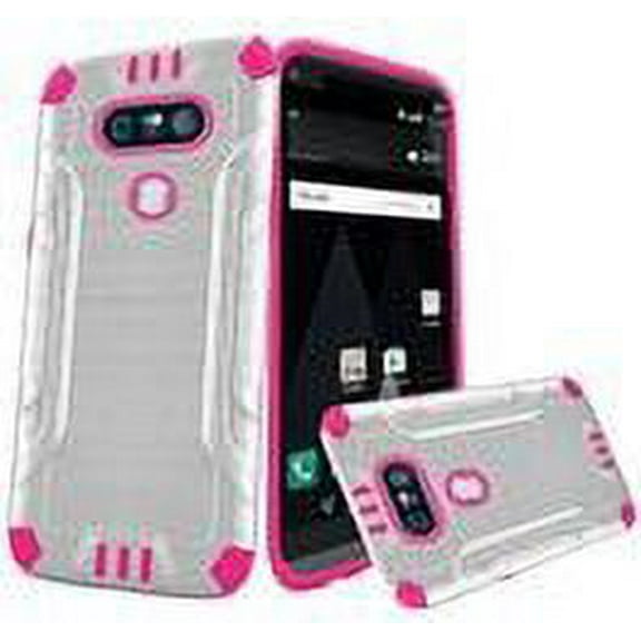 GSA Slim Armor Brushed Hybrid Case For LG V20 - White & Hot Pink