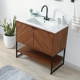 thumbnail image 5 of JONATHAN Y Juhl 35 in. W x 18 in. D x 33 in. H, Chevron-Front 2-Shelf, Bath Vanity Cabinet ONLY, Walnut, VAN1015B, 5 of 8