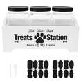 thumbnail image 1 of Dsseng Dog Treat Container with 3 Plastic Treat Jars Wood Dog Food Container with Handles Practical Dog Food Storage Container Decorative Cat Food Container for Dog Food Storage, 1 of 10