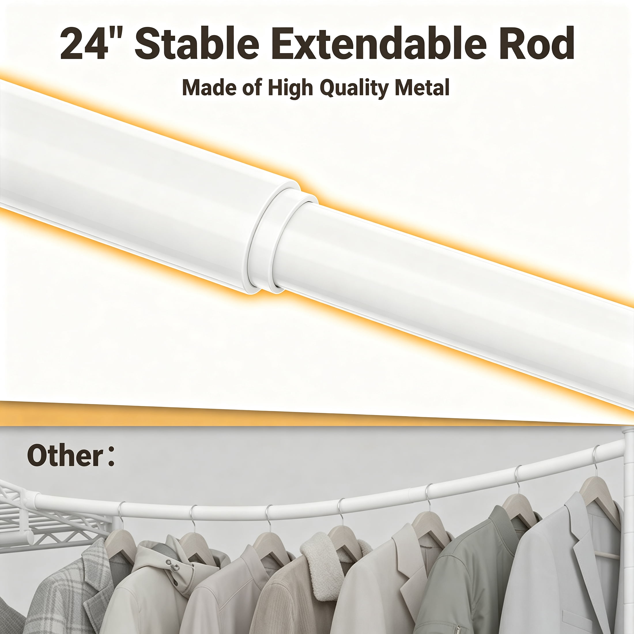 TrumanPick 71.5"-91.3" W Extendable Clothes Rack with Wire Shelves, Heavy Duty Clothes Storage System, Freestanding Clothing Rack for Hanging Clothes Load 1280lbs, White