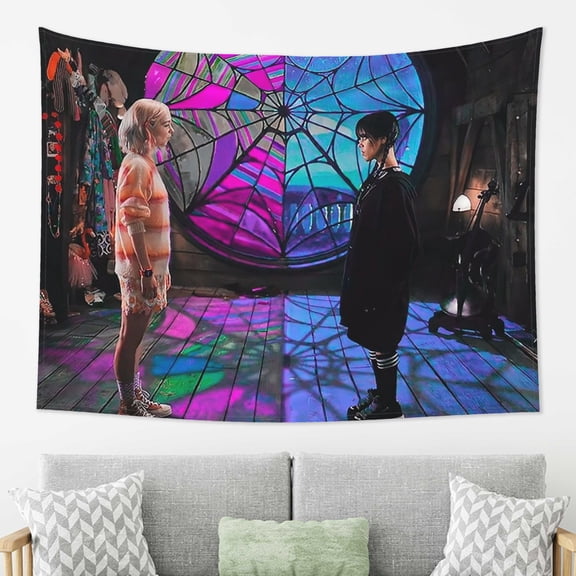 Window Gothic Backdrop Wednesday Horror Theme Birthday Photography Background Wednesday Party for Happy Bday 60x90 in