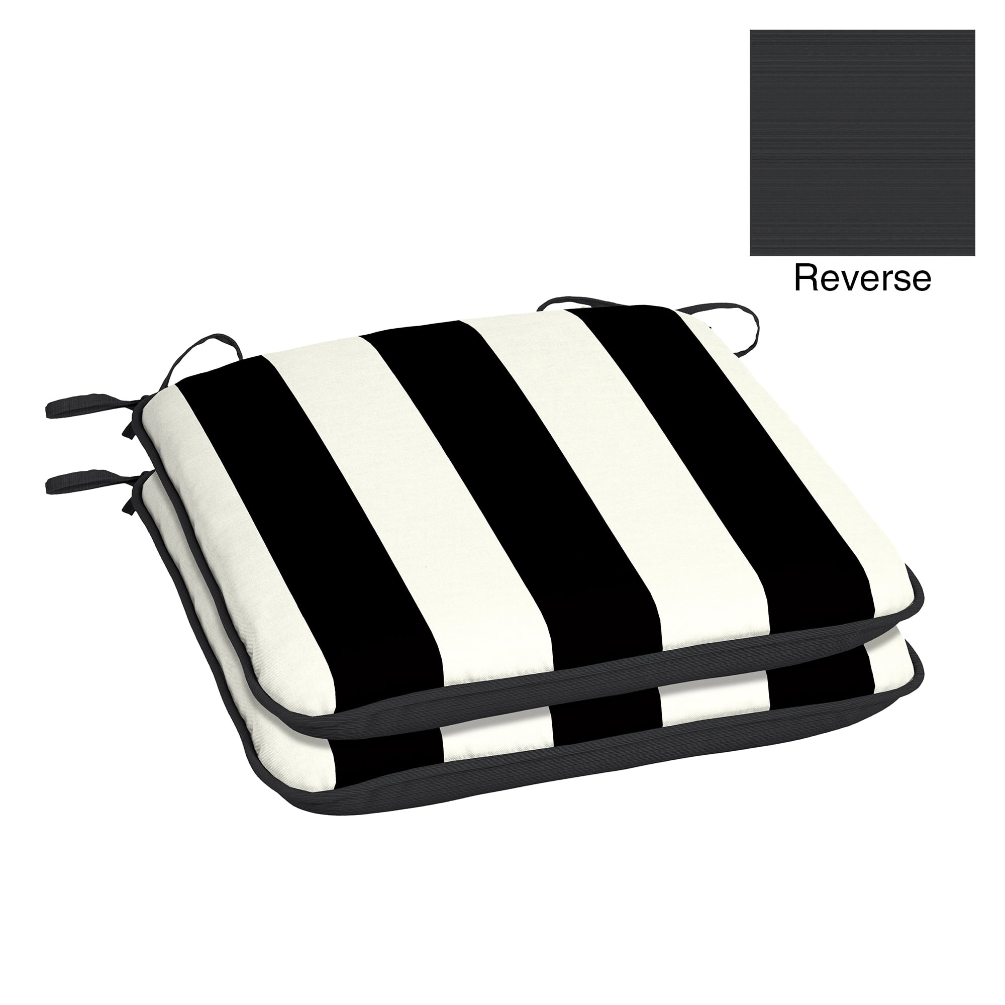 Outdoor Seat Pad 2 Pack, Black And White Sunbrella Chair Cushions