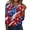 Vermilion, variant on Women's Patriotic Star Print 250th Anniversary USA Shirt V-Neck Button 3/4 Sleeve T-Shirt