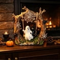 thumbnail image 3 of Miwamany Halloween Ghost Tree Trunk Resin Figurine, Spooky Web Themed Tabletop Statue Ornament for Shelf Mantel Indoor Home Party Gothic Decor, 3 of 9
