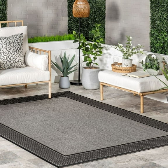 nuLOOM Machine Made Outdoor Gris Rug 6' 3" x 9' 2" Grey