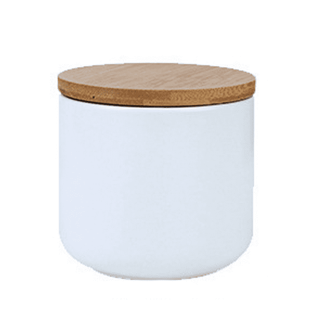 Recipiente de cerámica apilable para sal y pimienta con tapa de madera, caja de sal para encimera, decoración moderna de cocina de estilo rústico