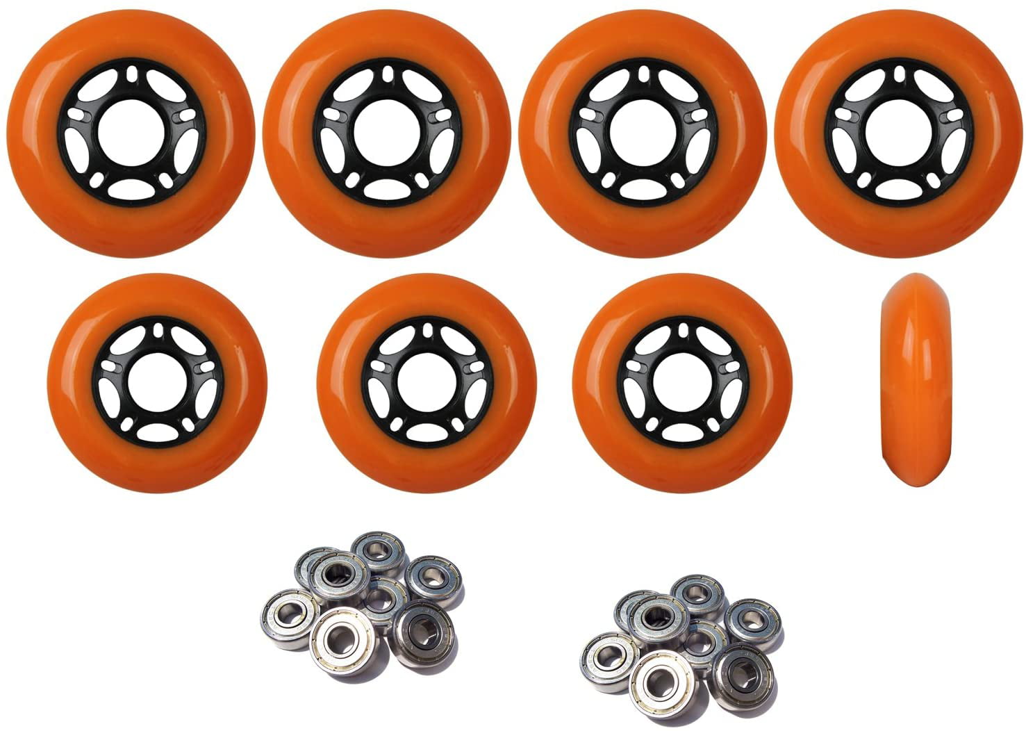Inline Skate Wheels 80mm 89A Outdoor White Rollerblade 8Pk with Abec 9 Bearings 