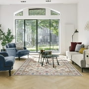 Crystal Print Cullen Traditional Oriental Cream Multi ashable Indoor Area Rug, 8x10
