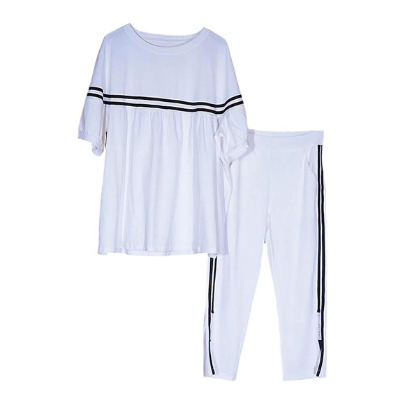 Trajes de 2 piezas para mujer Traje de sudor suave y transpirable para niña de vacaciones en la playa Blanco Zulema Conjunto de dos piezas