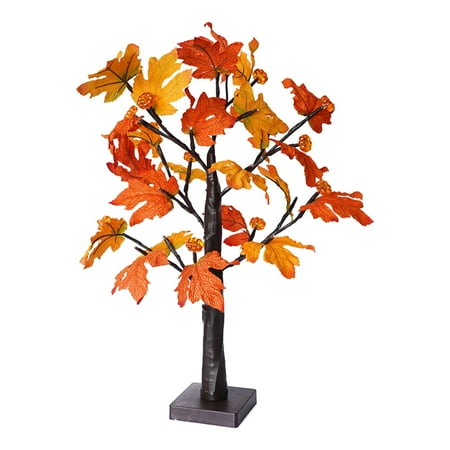 

24inch Home Thanksgiving Decor 24 LED Light DIY Festival Artificial Maple Tree