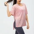 thumbnail image 4 of SWSMCLT Women's Soft Shirt T Shirt Workout Short Sleeve Side Split See Through Summer High Low Tshirt Running Fashion Pink 4, 4 of 4