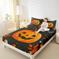 thumbnail image 4 of Feelyou Halloween Pumpkin Child Twin Sheet Sets, Autumn Leaf Twin Fitted Sheet, Black Orange Flat Sheet, Lightweight Room Decor, 3 Pieces, 4 of 7
