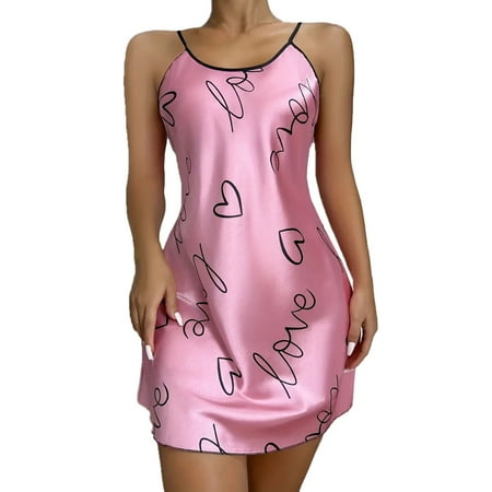 CZSCPDAW Women Sexy Lingerie Nightdress Hollow Nightwear Plus Size Exotic Pajama Ice Silk Nightwear Sexy Open Back Suspended Dress Homewear Thin Breathable Nightwear Women s Printed Short Skirt