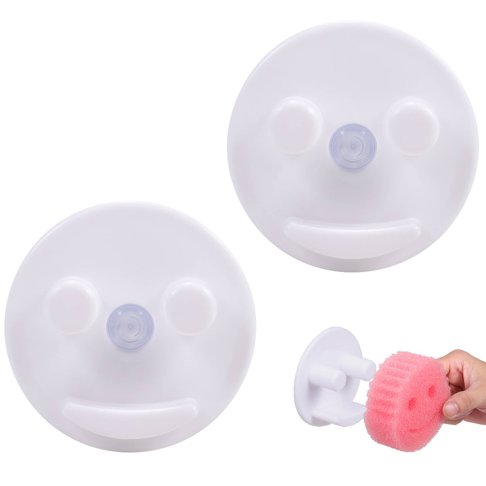 Smiley Face Sponge Holder,2Pack Sponge Organizer for Kitchen,Sponge