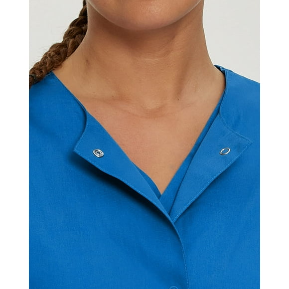Landau Scrub Zone 3 Pocket Scrub Jacket for Women: Classic Relaxed Fit, Jewel Neck, Snap Front, Elastic Cuff, Durable Medical 75221