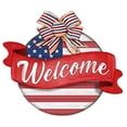 thumbnail image 5 of Designocracy 933103H 18 x 18 in. American Flag Porch Wreath Welcome Sign Holiday Wooden Door Decor, 5 of 9