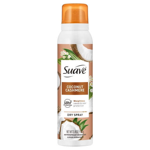 Suave Coconut Cashmere Dry Spray Antiperspirant Deodorant, 48HR Invisible Protection, 3.8 OZ