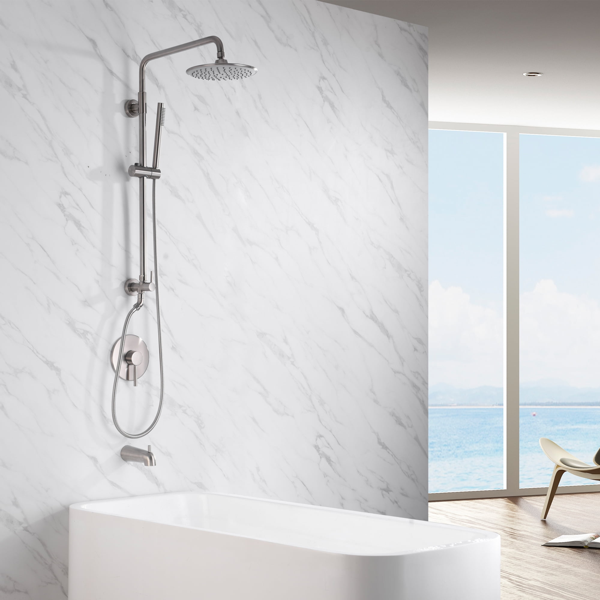 sumerain Brushed Nickel Retrofit Shower Systems with 9 Inch Rain Shower Head