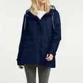 thumbnail image 4 of Rain Jacket for Women Lightweight Long Hooded Raincoat Waterproof Outdoor Travel Hiking Windbreaker Trench Coats Navy S, 4 of 5