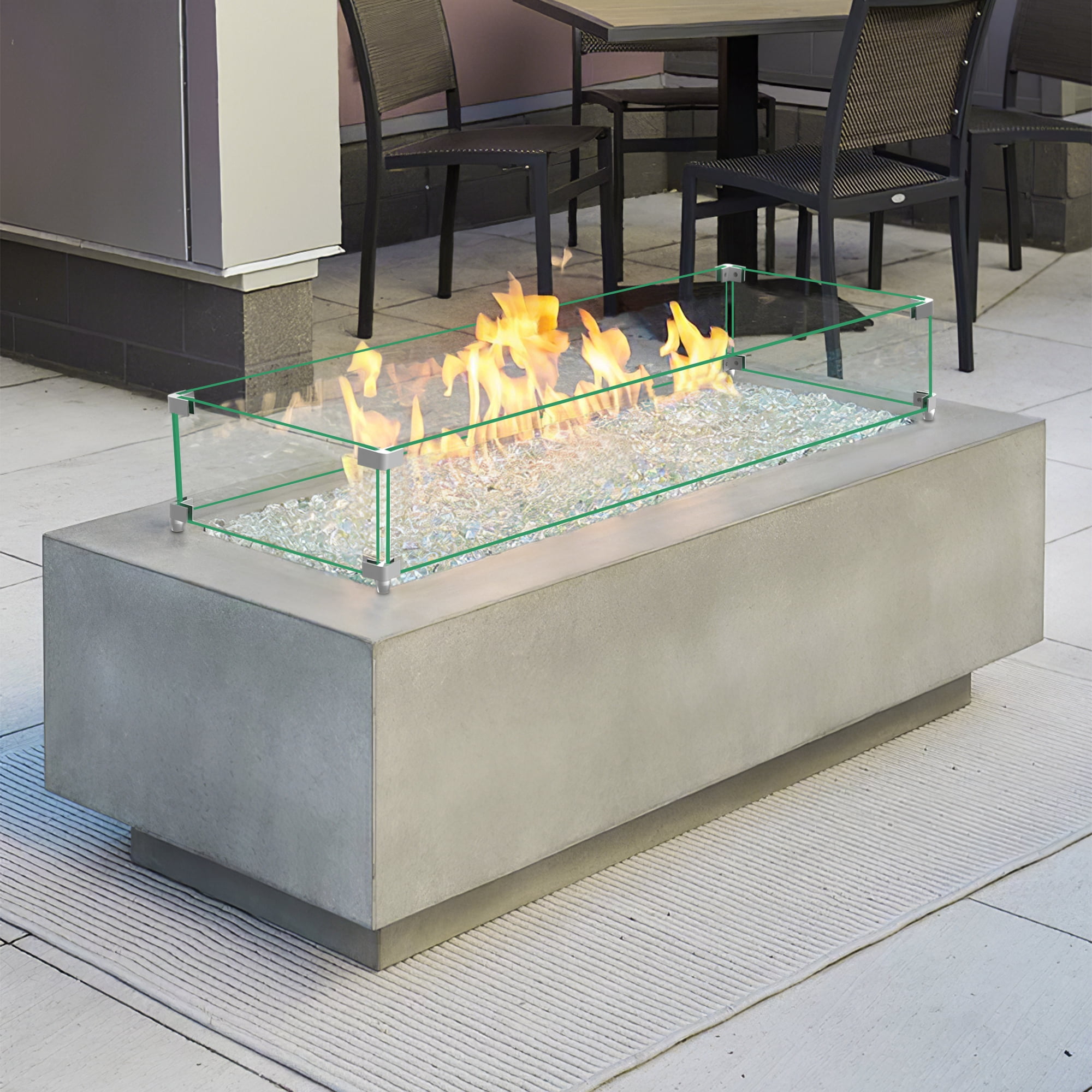 PexFix Fire Pit Wind Guard, 24x12x6 in Glass Flame Guard, Oblong Glass
