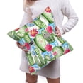 thumbnail image 6 of Bingfone Flowers And Cactus Linen Throw Pillow Covers Cushion Case Pocket Button Vintage Farmhouse Pillowcase For Sofa Couch Bed 16"X16", 6 of 9
