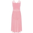 thumbnail image 4 of TiaoBug Kids Girls Sleeveless Ballet Lyrical Dance Dress High Low Asymmetric Tulle Figure Ice Skating Dress Pink 14, 4 of 7