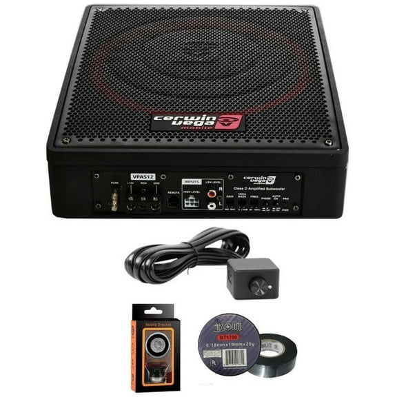 Cerwin Vega VPAS12-12 Shallow Mount Sealed Powered 600W Subwoofer Enclosure Bundle