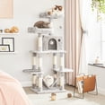 thumbnail image 4 of Feandrea 59.1 Inch Cat Tree Condo with Scratching Post, Kitty Tower Pet Playhouse, Light Gray, 4 of 5