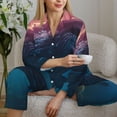 thumbnail image 6 of Fuzoiu Sunshine Ocean Whale Print Women's Long-Sleeved Pajama,Lounge Button Down Nightwear,Womens Notch Collar Pajama Set-X-Large, 6 of 7