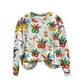 thumbnail image 5 of Craaazy Women's Mardi Gras Shirts Round-neck Casual Long-sleeved Sweatshirt Holiday Party Costumes Graphic Carnival Top Gifts, 5 of 6