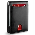 thumbnail image 1 of Cartera con tarjetero de cuero PU, resistente al desgaste, con múltiples ranuras para tarjetas, cartera ultrafina para hombre, color negro, 1 of 10