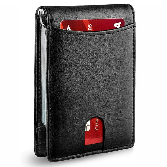 Cartera con tarjetero de cuero PU, resistente al desgaste, con múltiples ranuras para tarjetas, cartera ultrafina para hombre, color negro