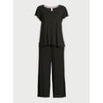 thumbnail image 5 of Joyspun Women’s Short Sleeve Scoop Neck Top and Cropped Pants Knit Pajama Set, 2-Piece, Sizes S to 3X, 5 of 6