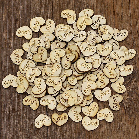 Yesbay 100x Love Heart No Hole Wood Buttons Sewing Craft Clothes Decor DIY Scrapbooking,Button