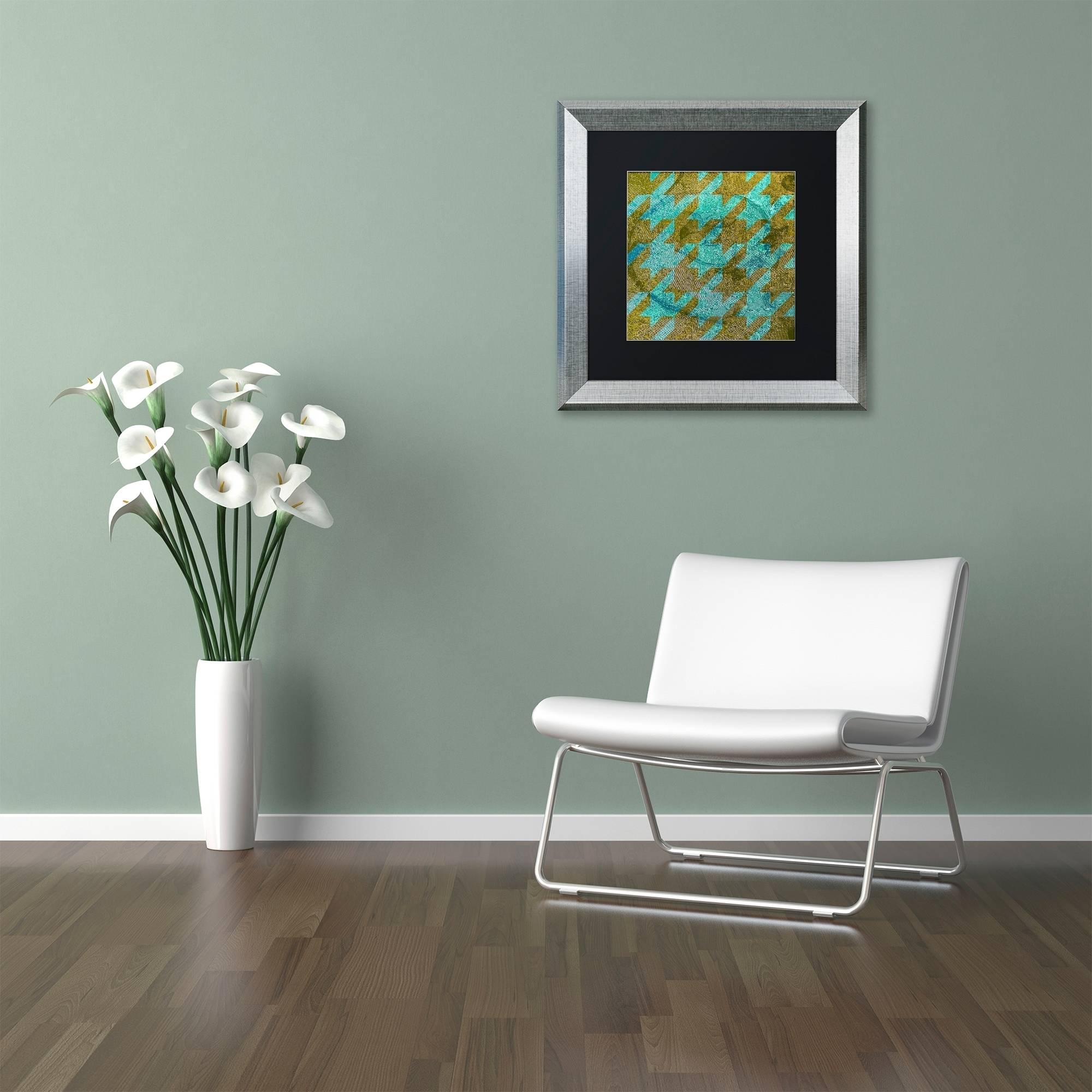 Trademark Fine Art "Houndstooth V" Canvas Art by Color Bakery Black Matte, Silver Frame