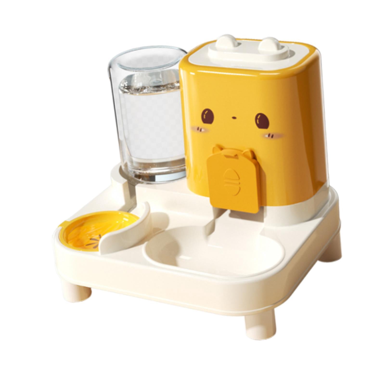 Serenable Automatic Cat Feeder and Water Dispenser Automatic Pet Feeder Convenient Compact Household Food feed Pet Food Bowl for Kitten Yellow