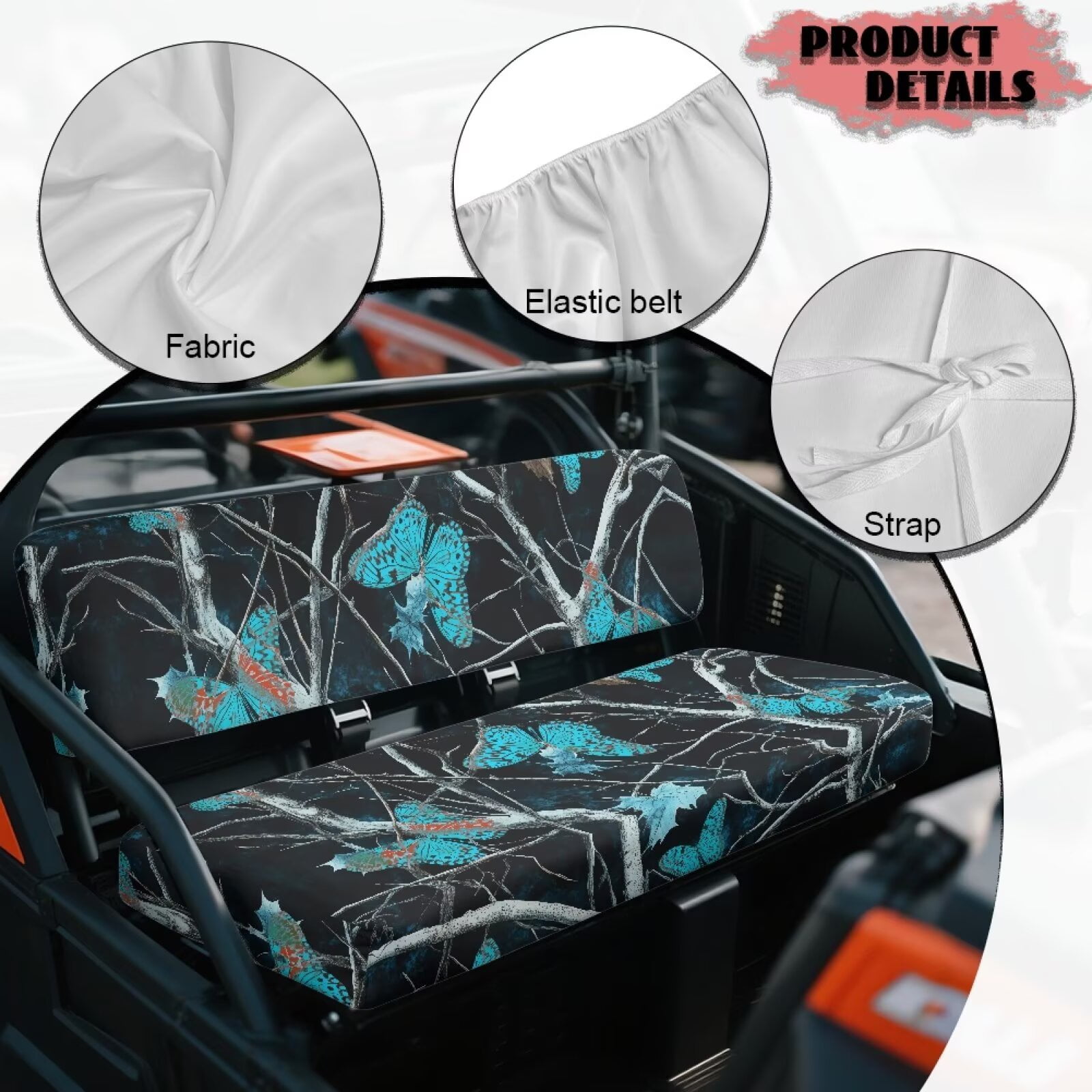 Yuyamidu Blue Butterfly Mule Bench Seat Cover Compatible with Kawasaki Mule 4010 4x4 FE 2025 2023 2022 2021 / Kawasaki Mule 4010 4x4 SE 2018 2017 2016, Camo Hunting UTV Seat Cover Accessory Part
