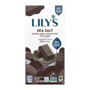 Pack of 2 Lily's Sea Salt Extra Dark Chocolate Style Bar, 2.8 oz (Package May Vary)