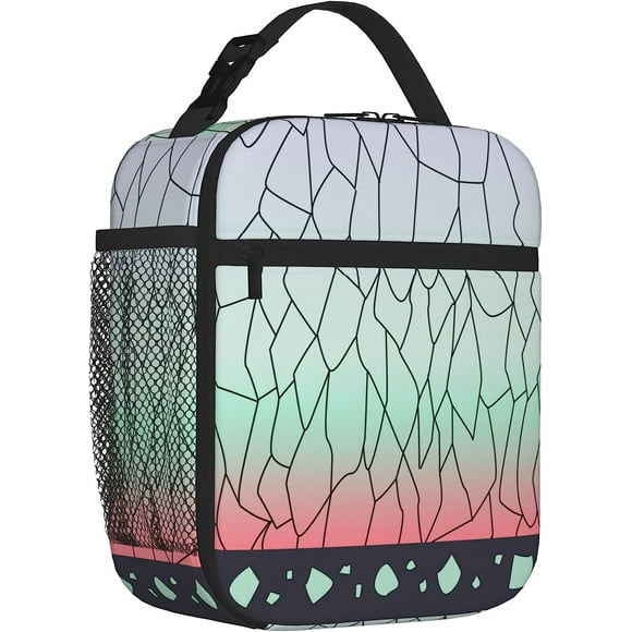 Sac à Lunch Réutilisable Anime Demon Slayer pour Hommes et Femmes, Boîte à Lunch Portable Lavable (Violet, Taille Unique)