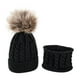 thumbnail image 3 of Gorro de invierno cálido perfke con pompón para niños y niñas Negro, 3 of 7