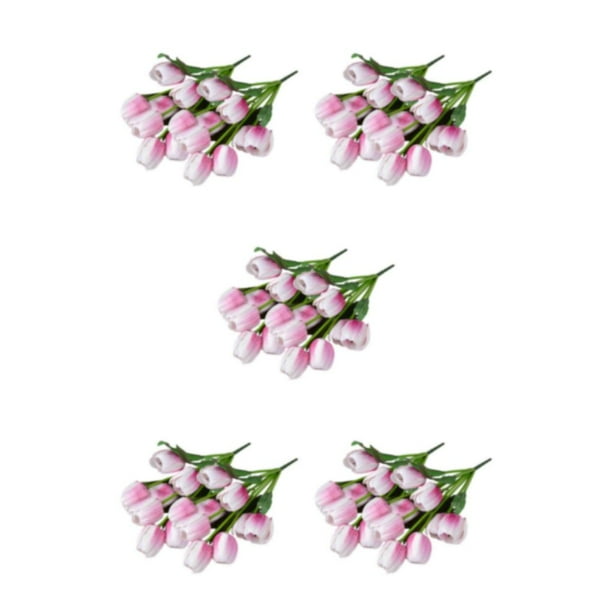 Toystoory 2 uds ramo de 9 cabezas flores artificiales tulipanes tacto Real Mini simulación mano nupcial flor de imitación Beige/Cabeza