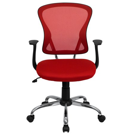 UPC: 0889142178682 | Lancaster Home Mid-Back Mesh Swivel Task Office Chair with Chrome Base and Arms Red