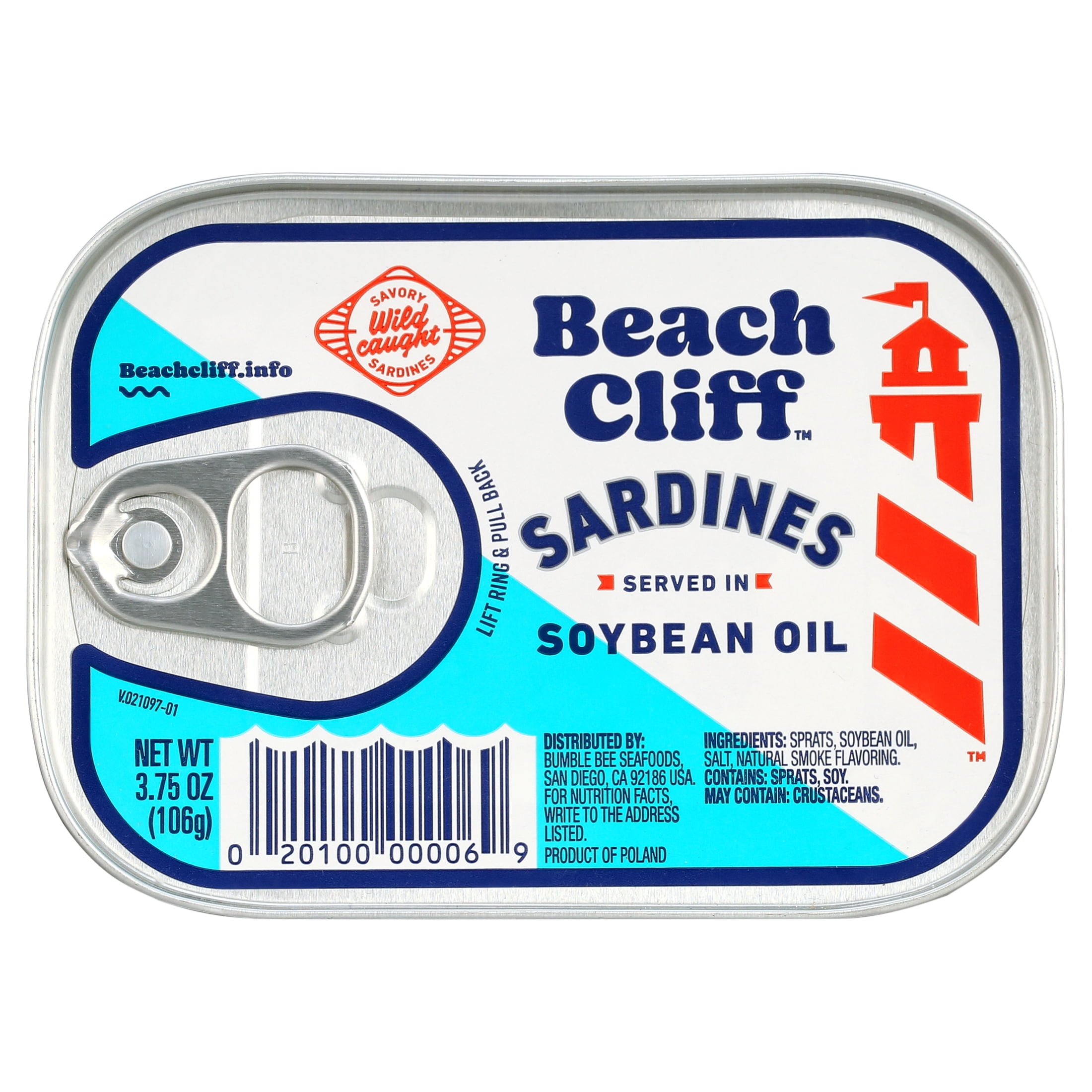(8 pack) Beach Cliff Wild Caught Sardines in Soybean Oil, Gluten Free, 14g Protein Per Serving, Shelf Stable Tin Can, 3.75 oz