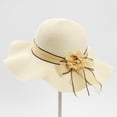thumbnail image 4 of Mdesiwst Flower Decor Lace-up Bowknot Round Dome Sun Hat Women Big Wave Brim Floppy Straw Hat Fashion Accessories, 4 of 7