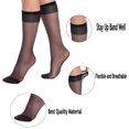 thumbnail image 3 of 10 Pairs Sheer Knee Socks for Women 15 Denier Stay up Band (Black), 3 of 6