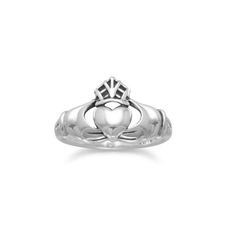 Union Smooth Ring - Claddagh Ring Antiqued Sterling Silver Mens Womens Smooth Band